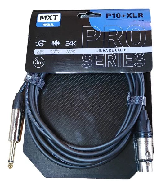 CABO P10 MACHO MONO + XLR FEMEA MIC PRO SERIES 3M